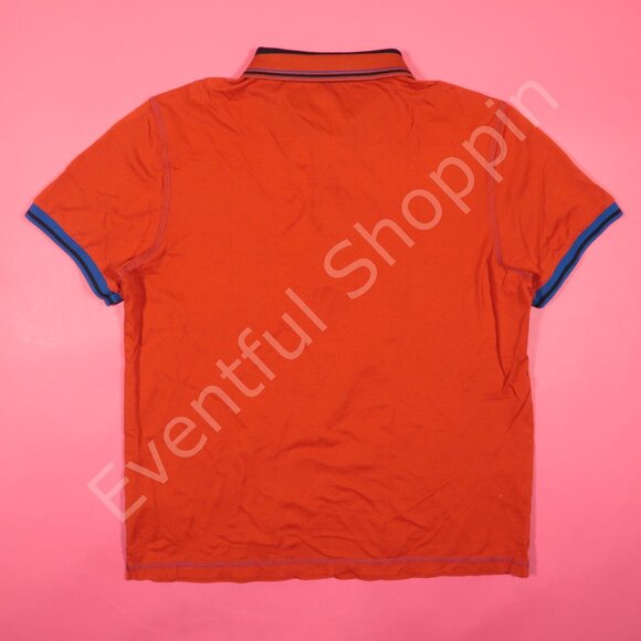 Bugatchi Uomo Polo Shirt Mens M Orange 1/4 Zip Short Sleeve Mesh Cotton - Picture 4 of 8